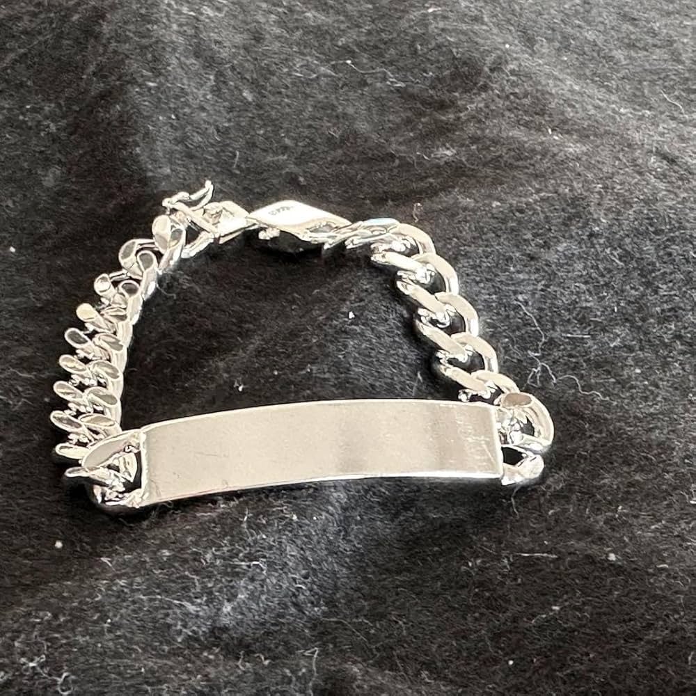 Amazon.co.jp: シルバー 925 ブレスレット IDプレート シンプル メンズ