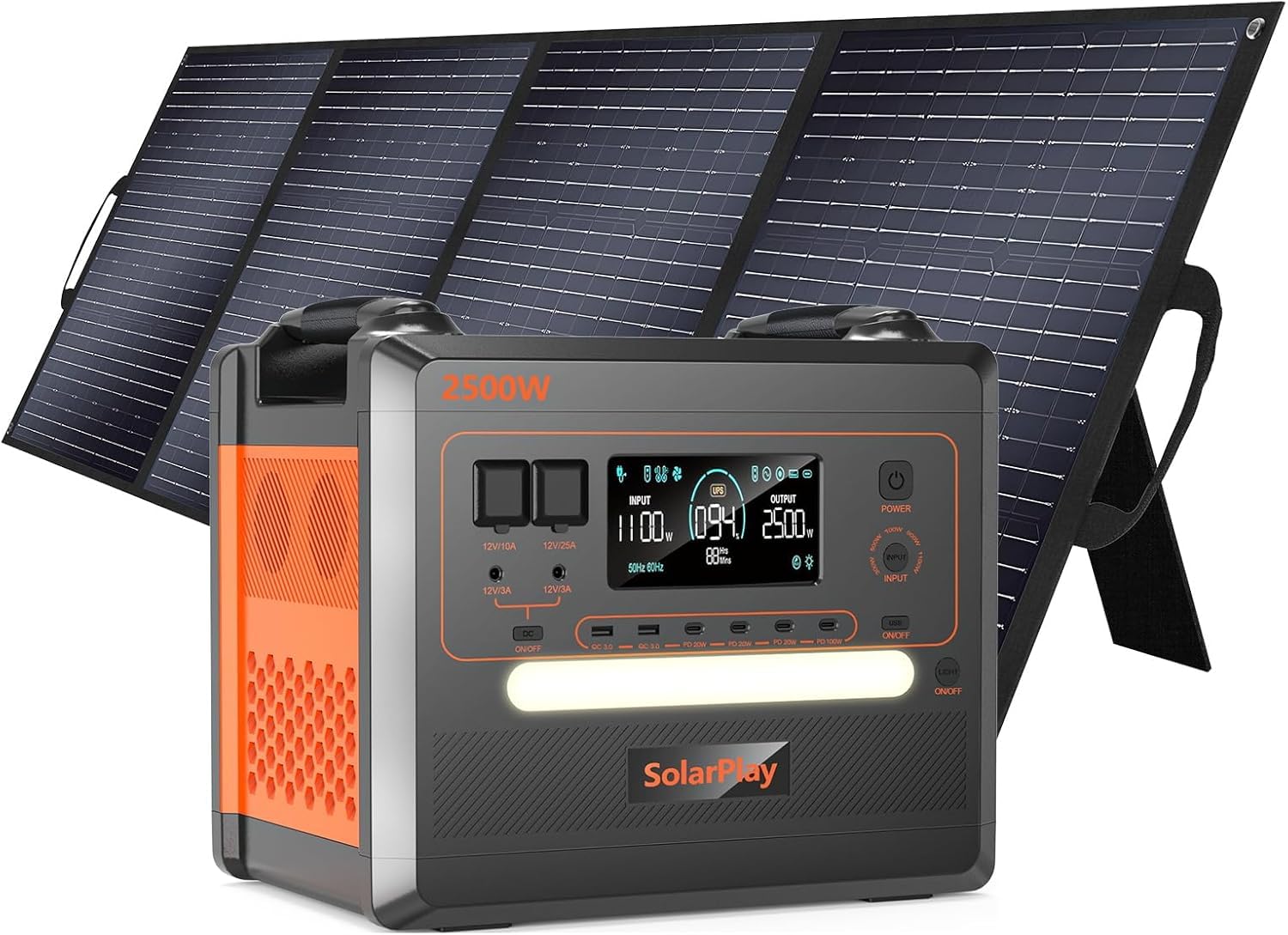 Amazon.co.jp: SolarPlay 2500Wポータブル電源 400W セット 長寿命15年