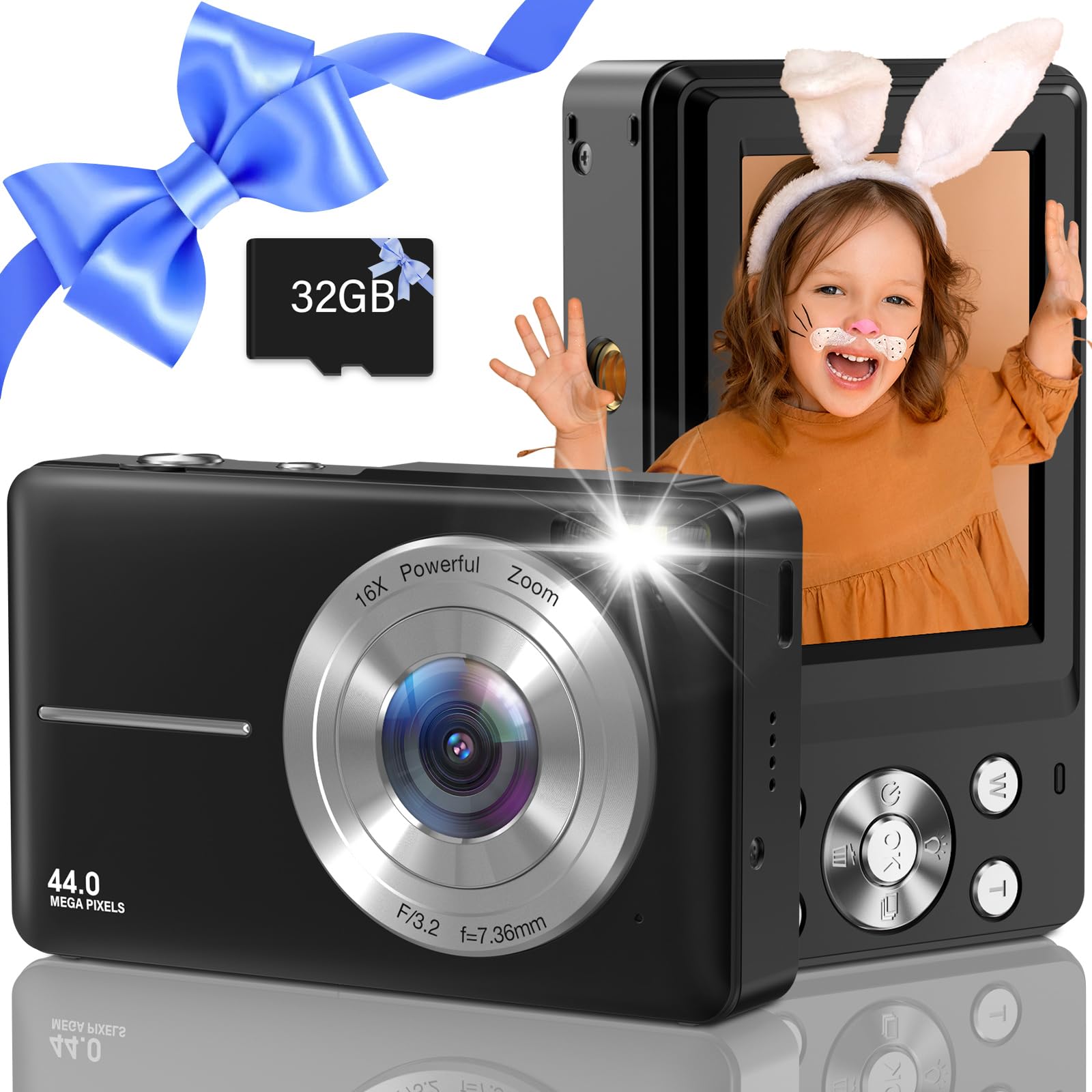Amazon.com : Digital Camera, FHD 1080P 44MP Kids Camera with 32GB
