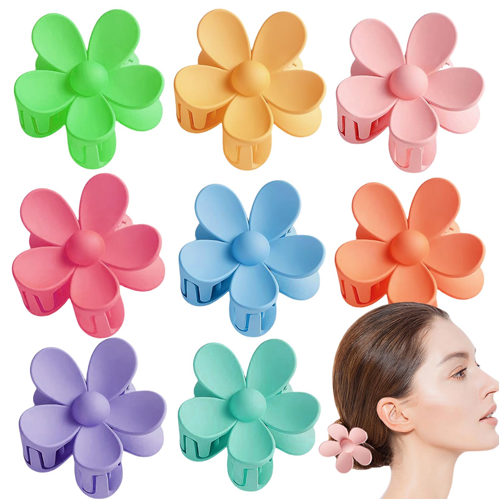 Amazon.co.jp: ヘアクリップ 花 大きめ バンスクリップ 8個セット