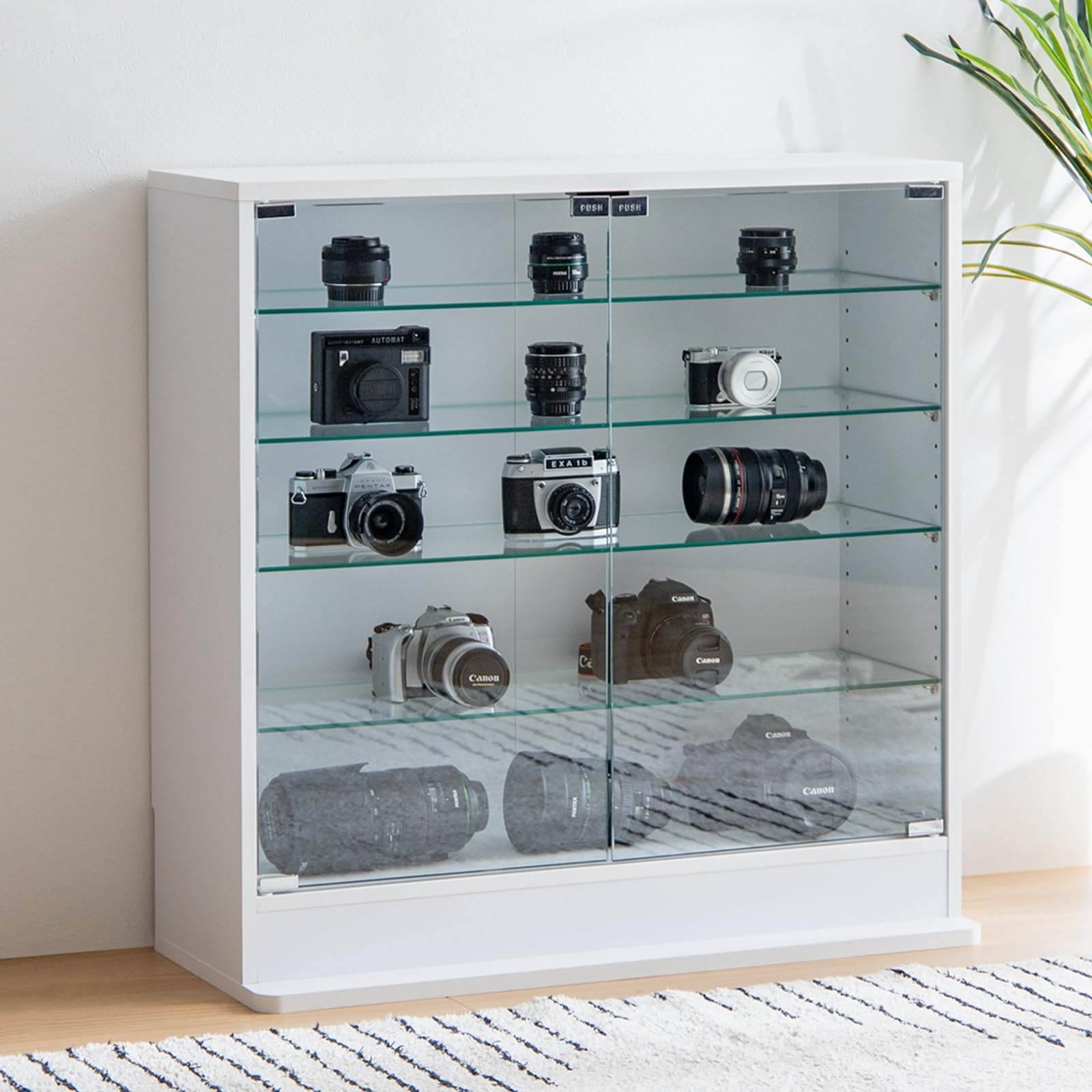 Amazon.co.jp: 家具350 コレクションケース 幅80 ガラス シェルフ 収納