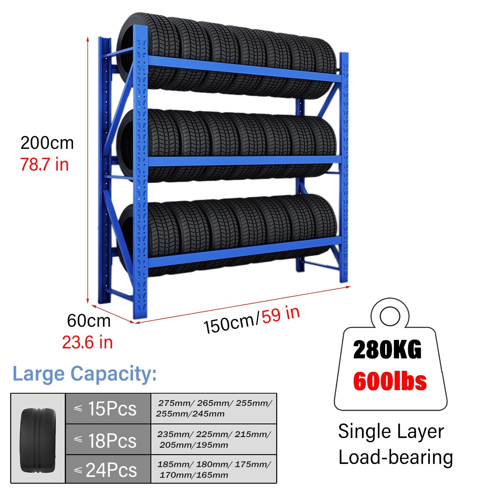 Amazon | タイヤラック 収納 コマーシャル 3段 修理工場、車屋、家族の