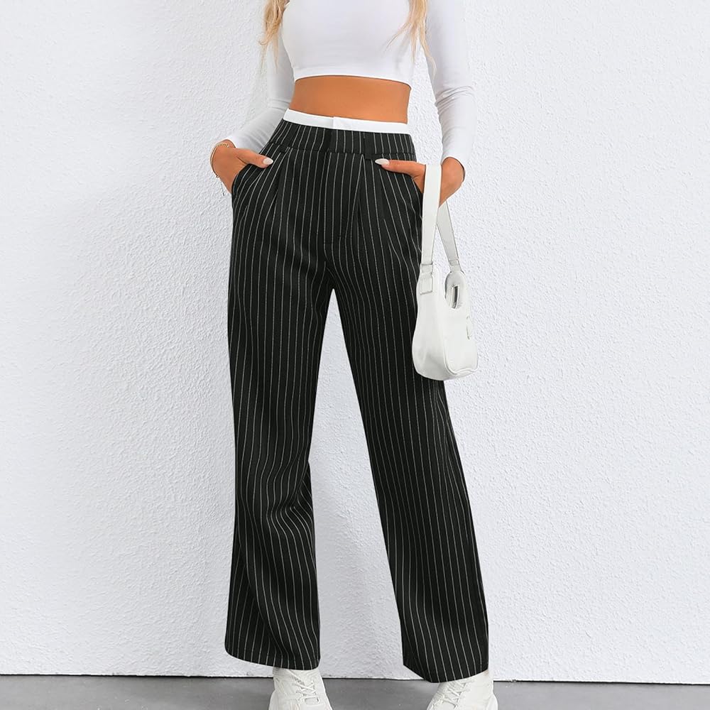 Amazon.com: Wide Leg Pant for Women Vintage Striped Straight