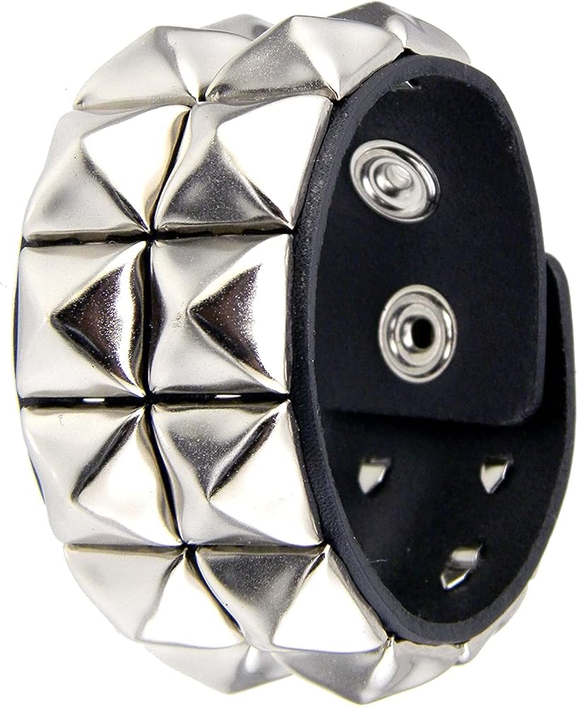 Amazon | スタッズ ブレスレット リストバンド本革 鋲 ブレス二連