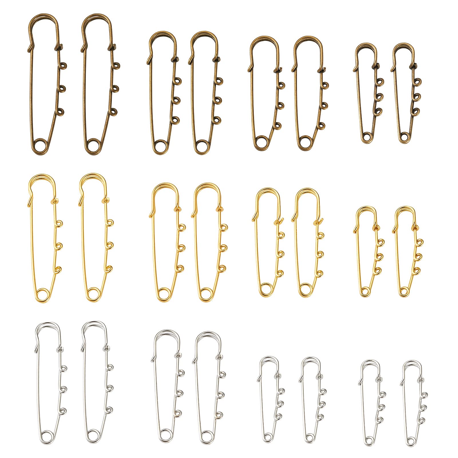 Amazon.co.jp: Beadthoven 約44本 50~70mm 3色 安全ピン ブローチピン