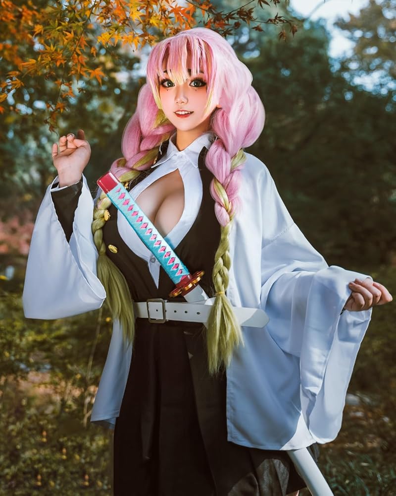 Amazon.co.jp: 神併良品 甘露寺蜜璃 コスプレ ウィッグ付き 恋柱 かん