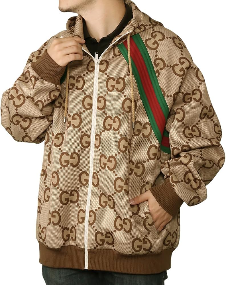 Amazon | [グッチ] ブルゾン メンズ ジップアップ ジャンボGG柄 フード
