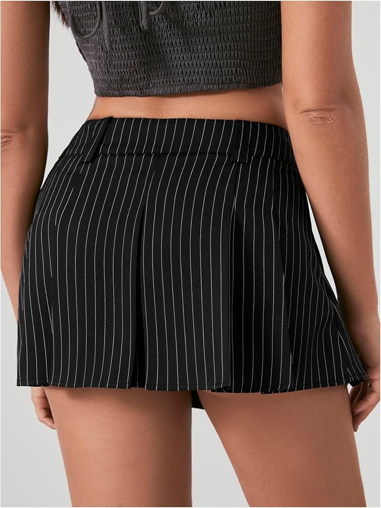 Amazon.com: Milumia Women's Striped Low Waisted Pleated Mini Skirt