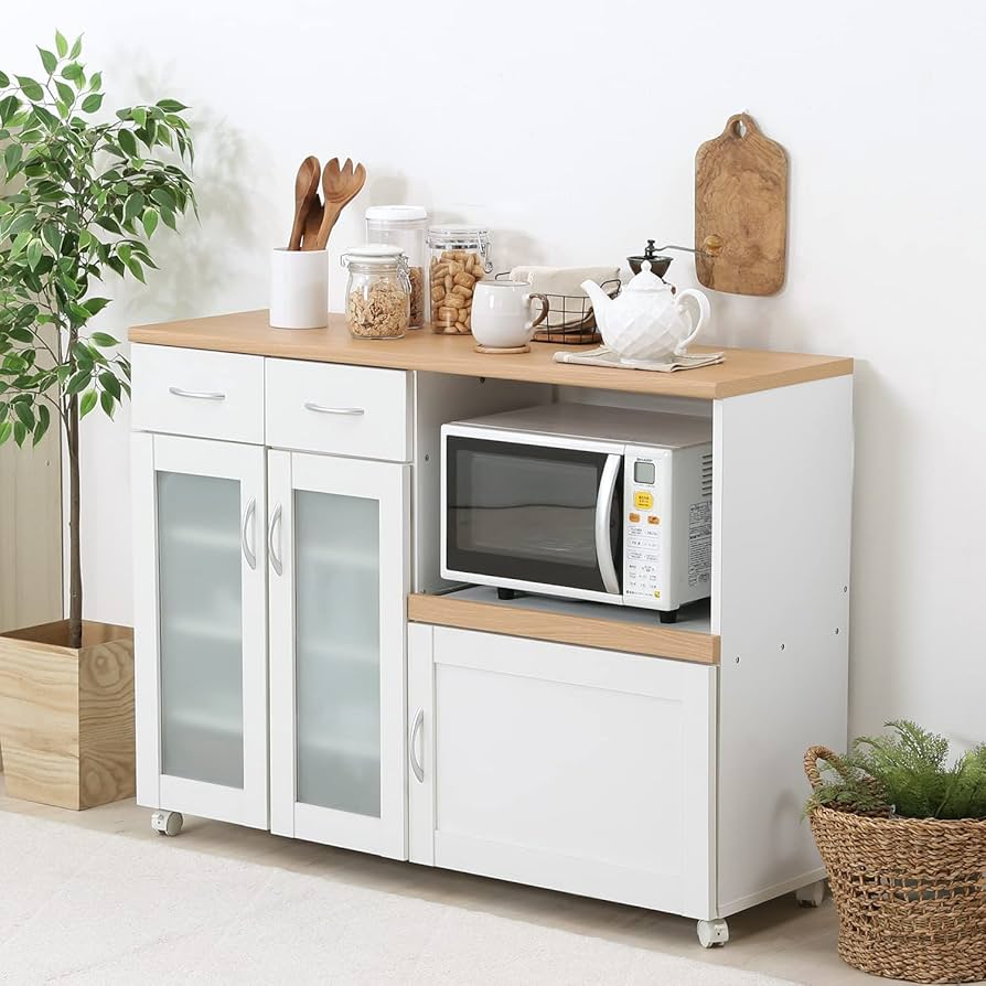 Amazon｜不二貿易 キッチン収納 食器棚 幅120×奥行39.5×高さ89cm