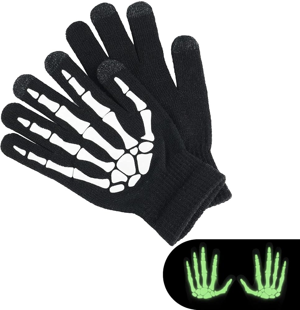 Amazon.com: Zando Halloween Full Finger Skeleton Adult Black