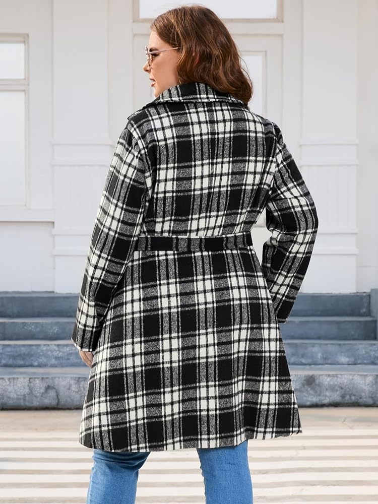Amazon.com: Hanna Nikole Plus Size Wool P-Coat with Belt Double