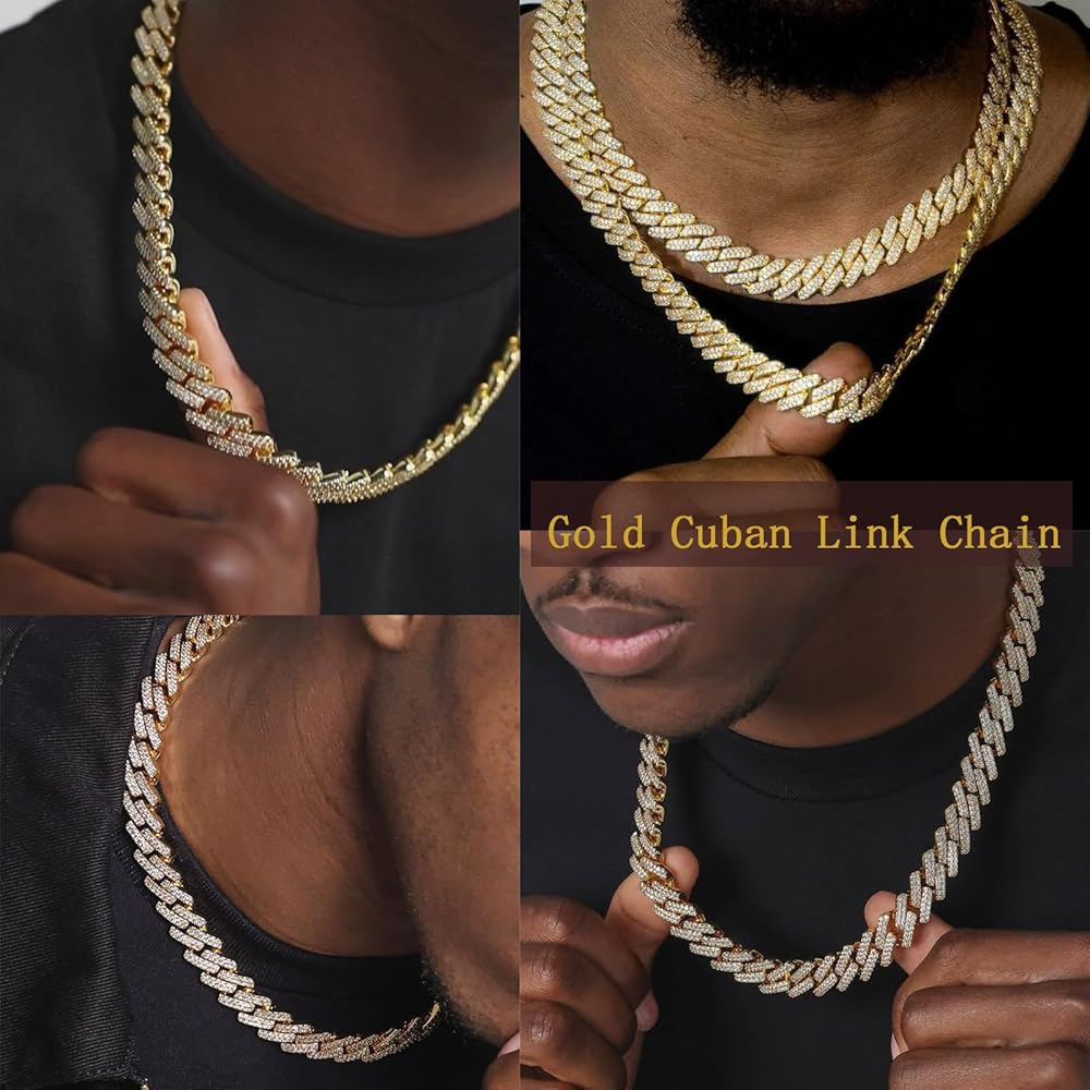 Amazon | UILZ メンズ キューバリンクチェーン 18Kゴールド シルバー