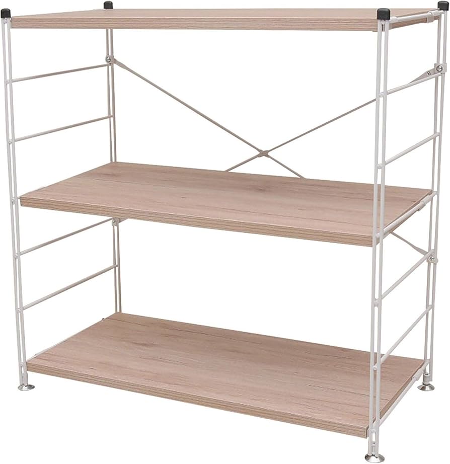 Amazon｜山善(YAMAZEN) ウッドシェルフ 3段 アンティークアイボリー 幅