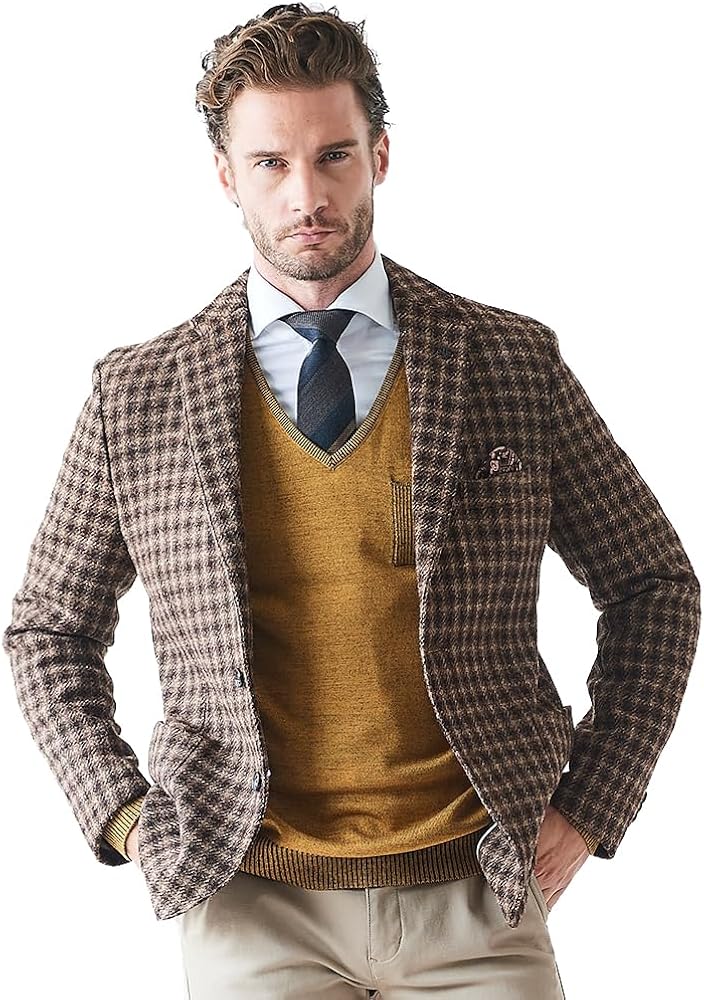 Amazon | [ジーステージ] フェードチェックハリスツイードジャケット