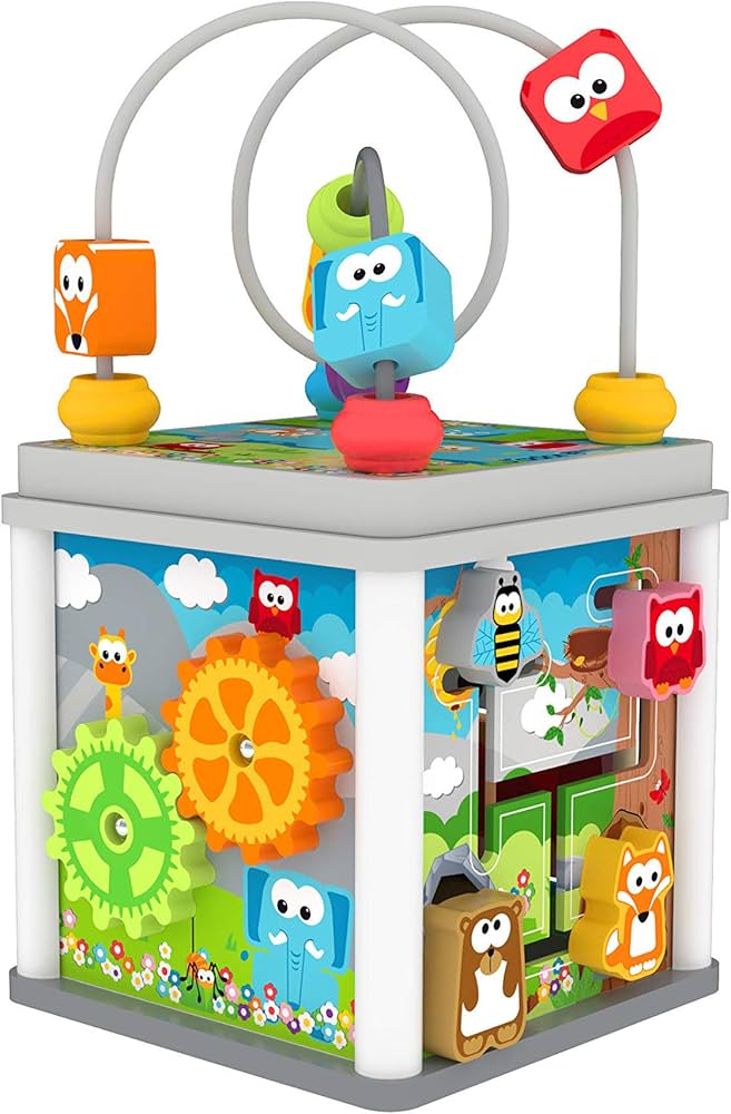 Amazon.com: J'ADORE Wooden Zoo Animal Mini 5-in-1 Activity Cube