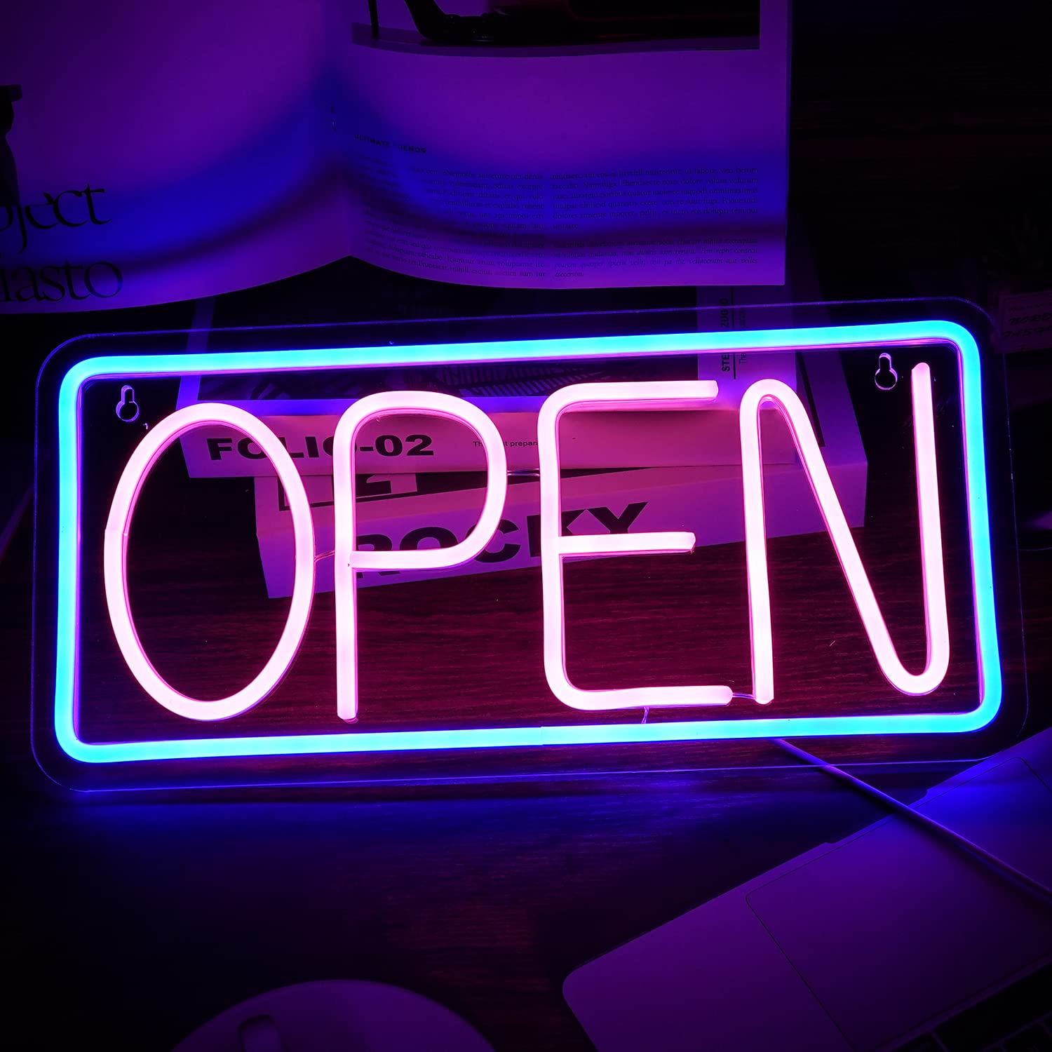 Amazon.co.jp: OPENネオンサイン LED オープンネオン看板 調光可能