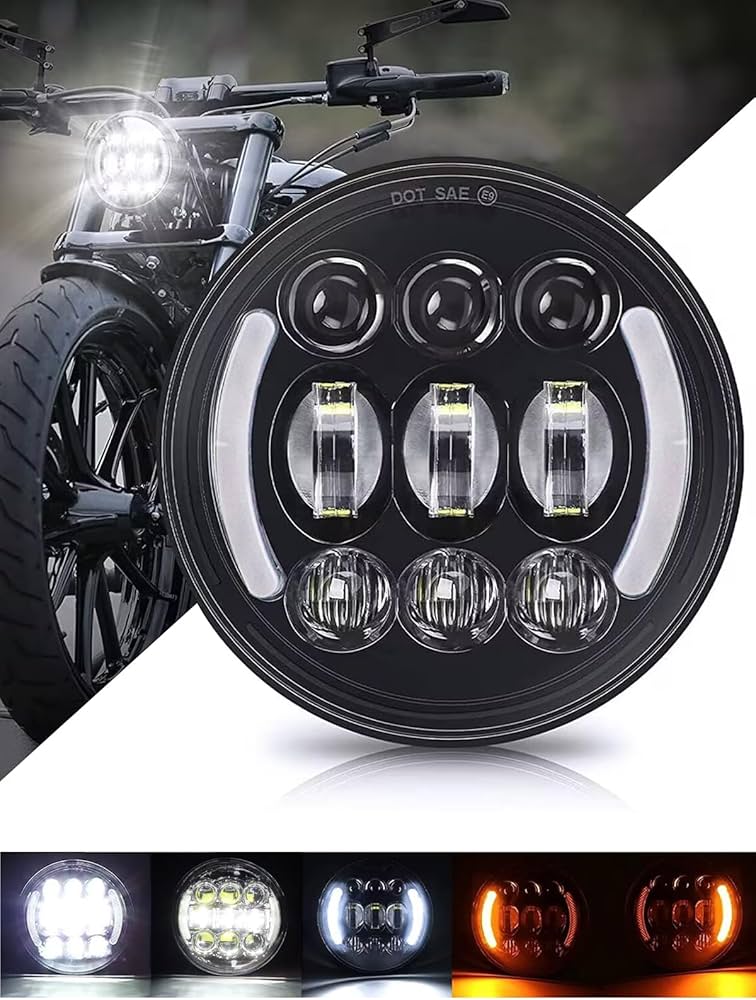 Amazon | Chelhead 5.75インチ LEDヘッドライト ハーレー対応 イエロー