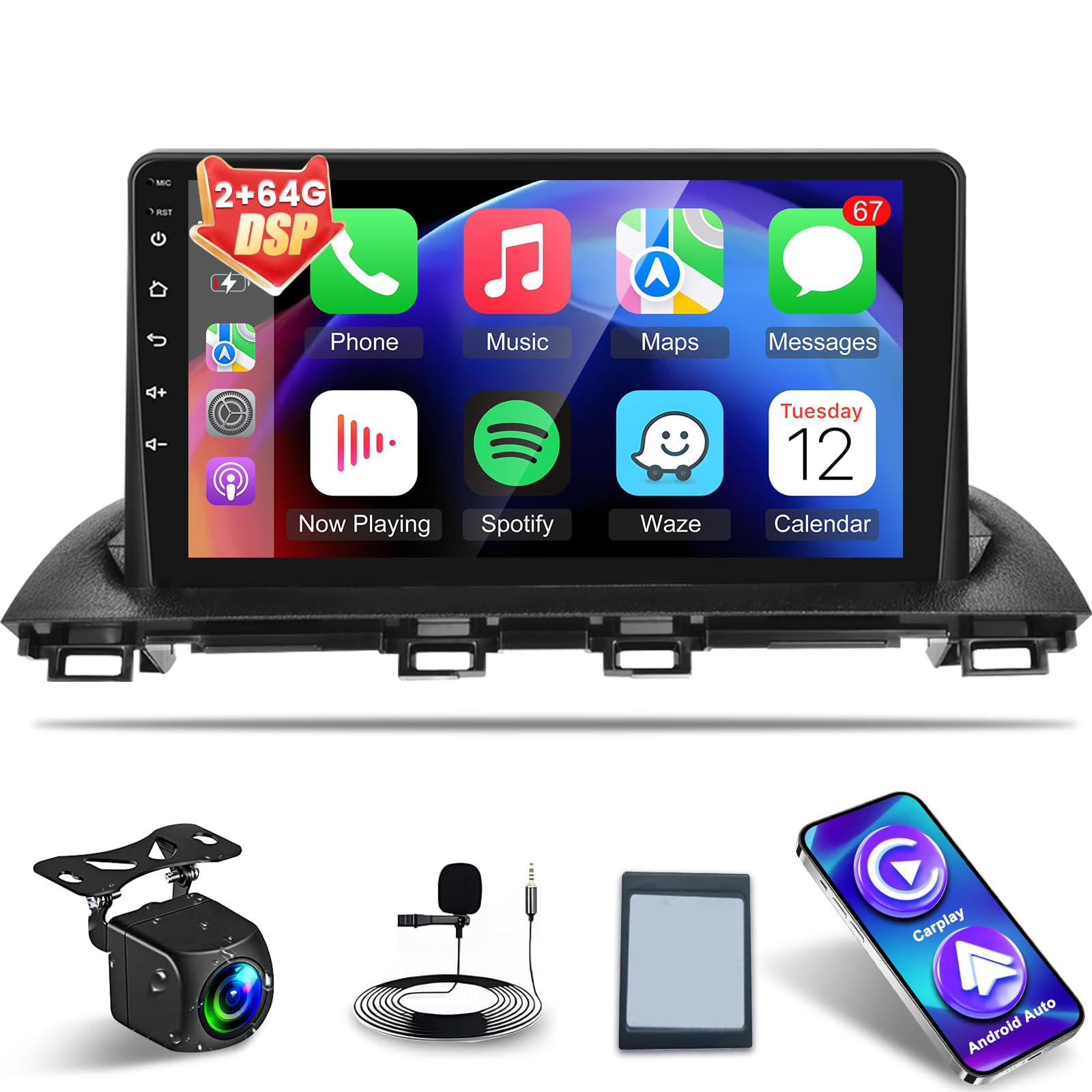 Amazon.com: NHOPEEW [2+64G] for Mazda 3 Axela 2014-2019 Car Radio