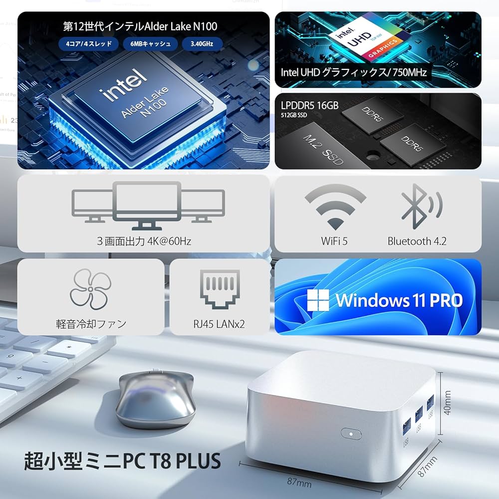 Amazon.co.jp: ミニpc 第12世代インテルAlder Lake-N100 minipc DDR5
