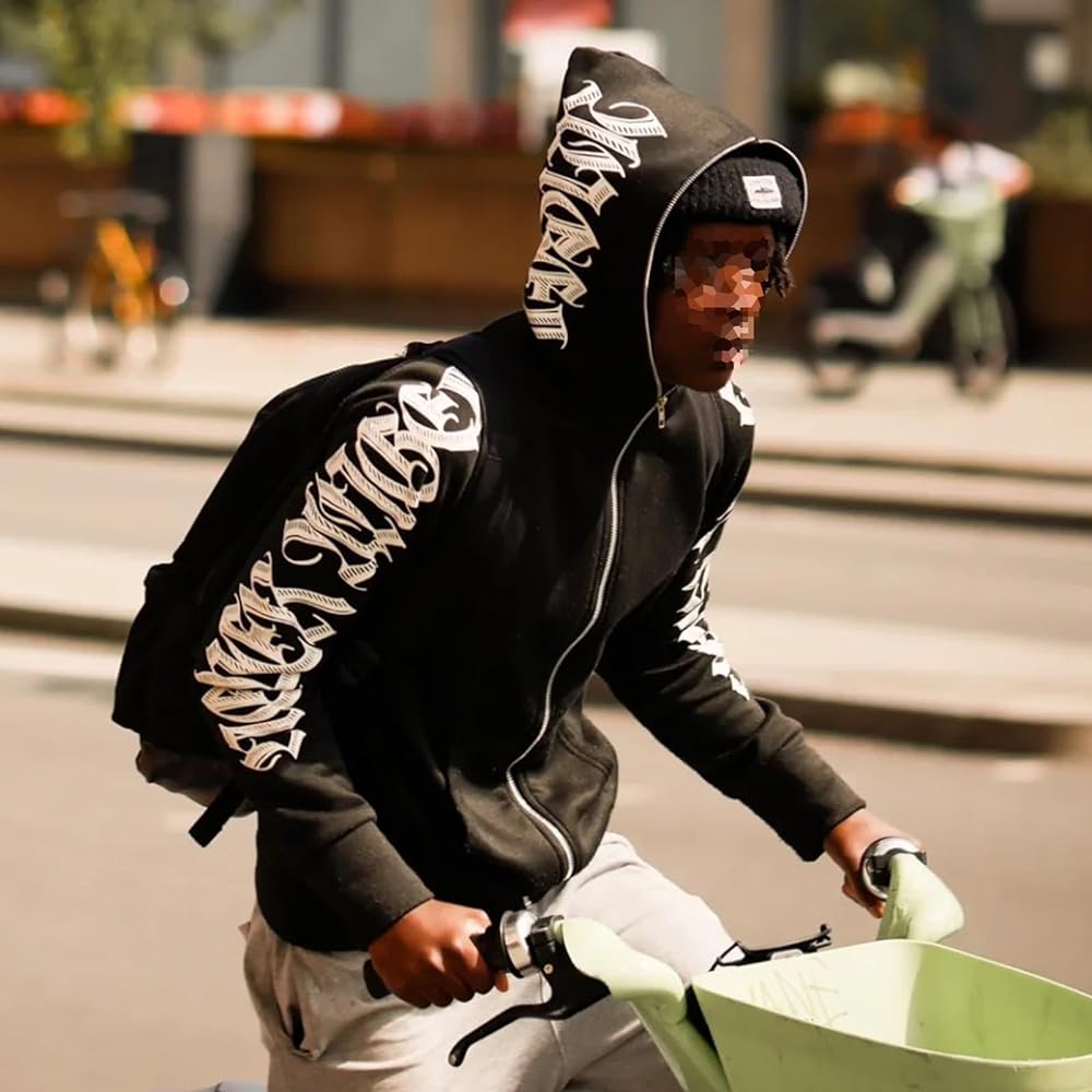 Amazon.com: PLAYPUNK Women Zip Up Hoodie Y2k Letter Graphic Print