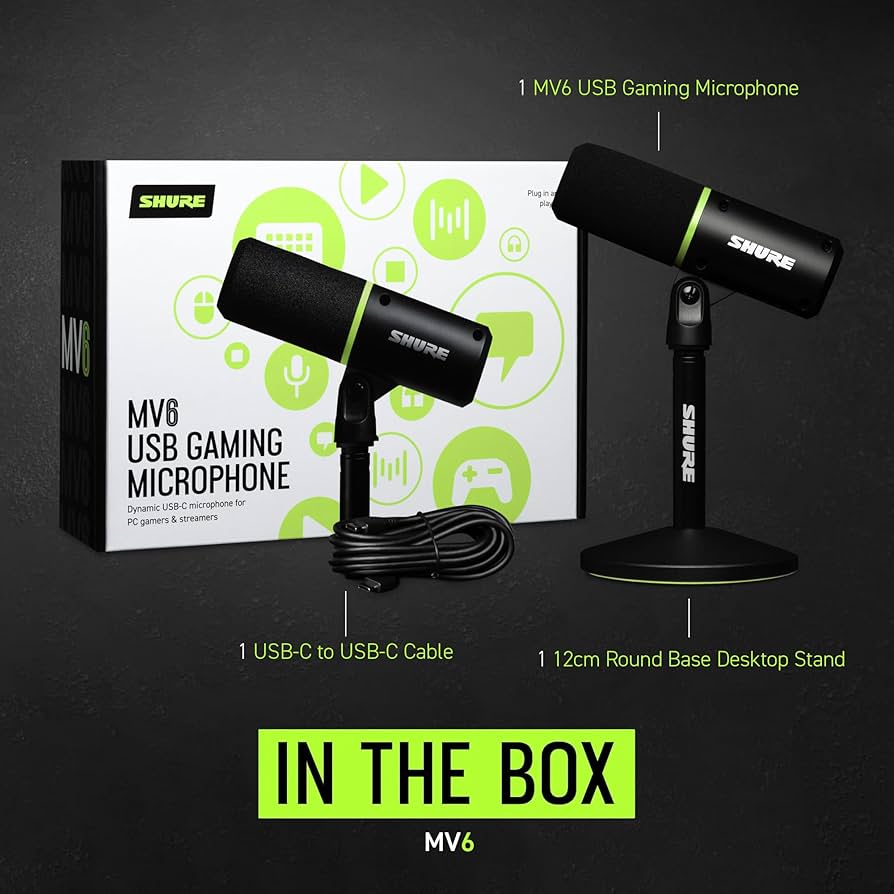 Amazon.com: Shure MV6 Gaming Microphone – Dynamic USB Mic for PC