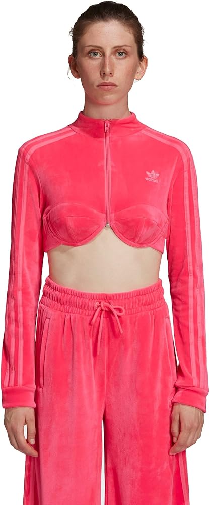 adidas Originals x Jeremy Scott Women's Crop Track Top, SOLAR PINK