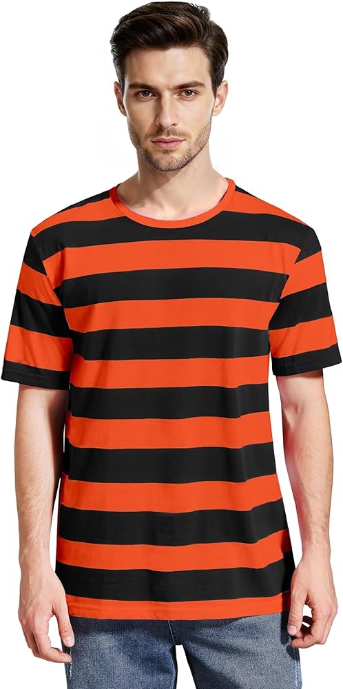 Amazon.com: Zbrandy Black and Orange Striped Shirt Men Wide