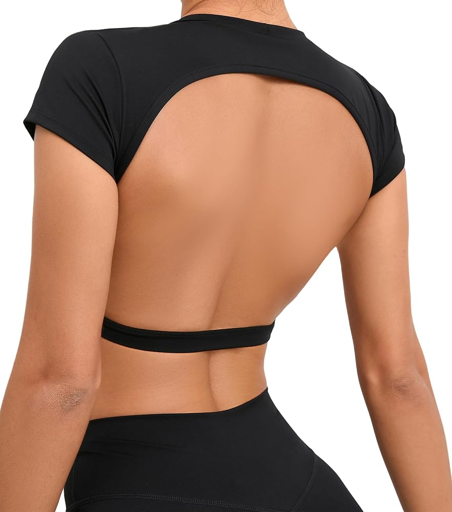 Amazon.com: FEOYA Women's Open Back Workout Tops Yoga Backless
