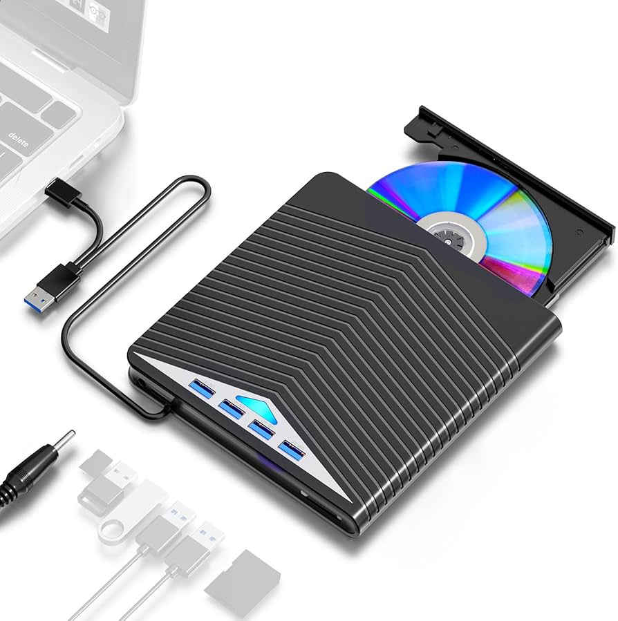 Amazon.com: LINKEET 7-in-1 External CD/DVD Drive for Laptop, USB