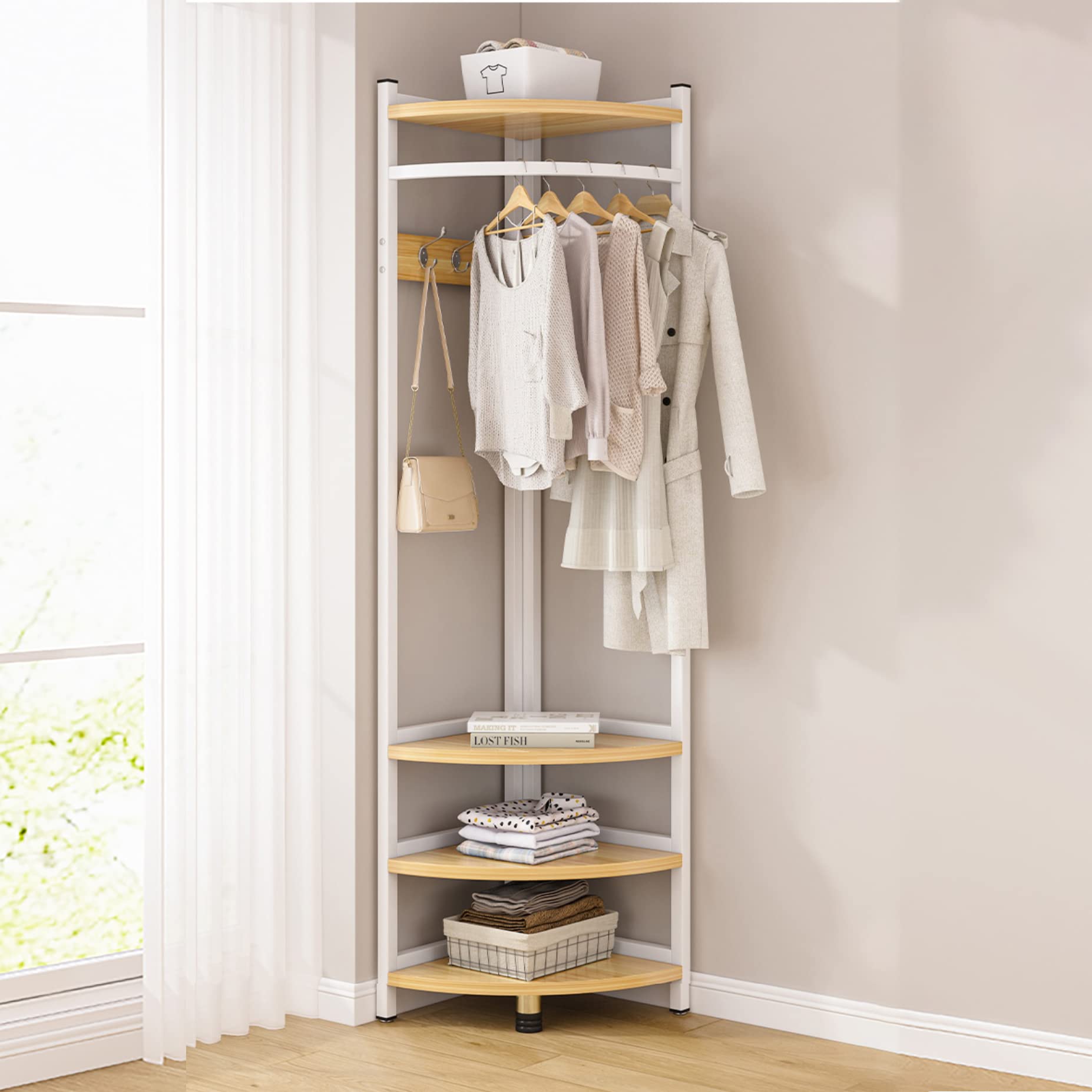 Amazon｜ハンガーラックコーナー ハンガー 床置き 省スペース 幅40cm