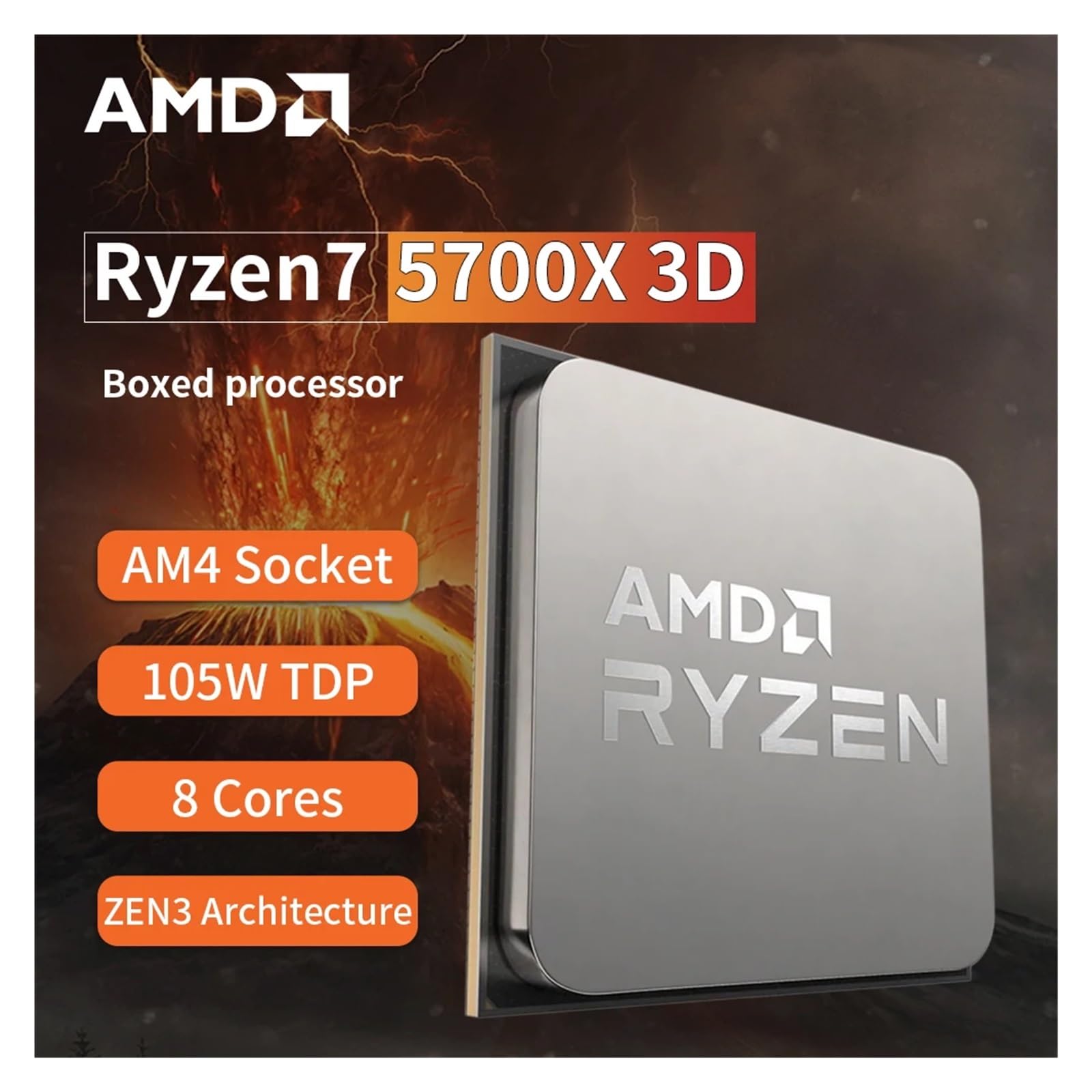 CPU Processor AMD Ryzen 7 5700X3D R7 5700X3D 3.0 GHz 8-Core 16