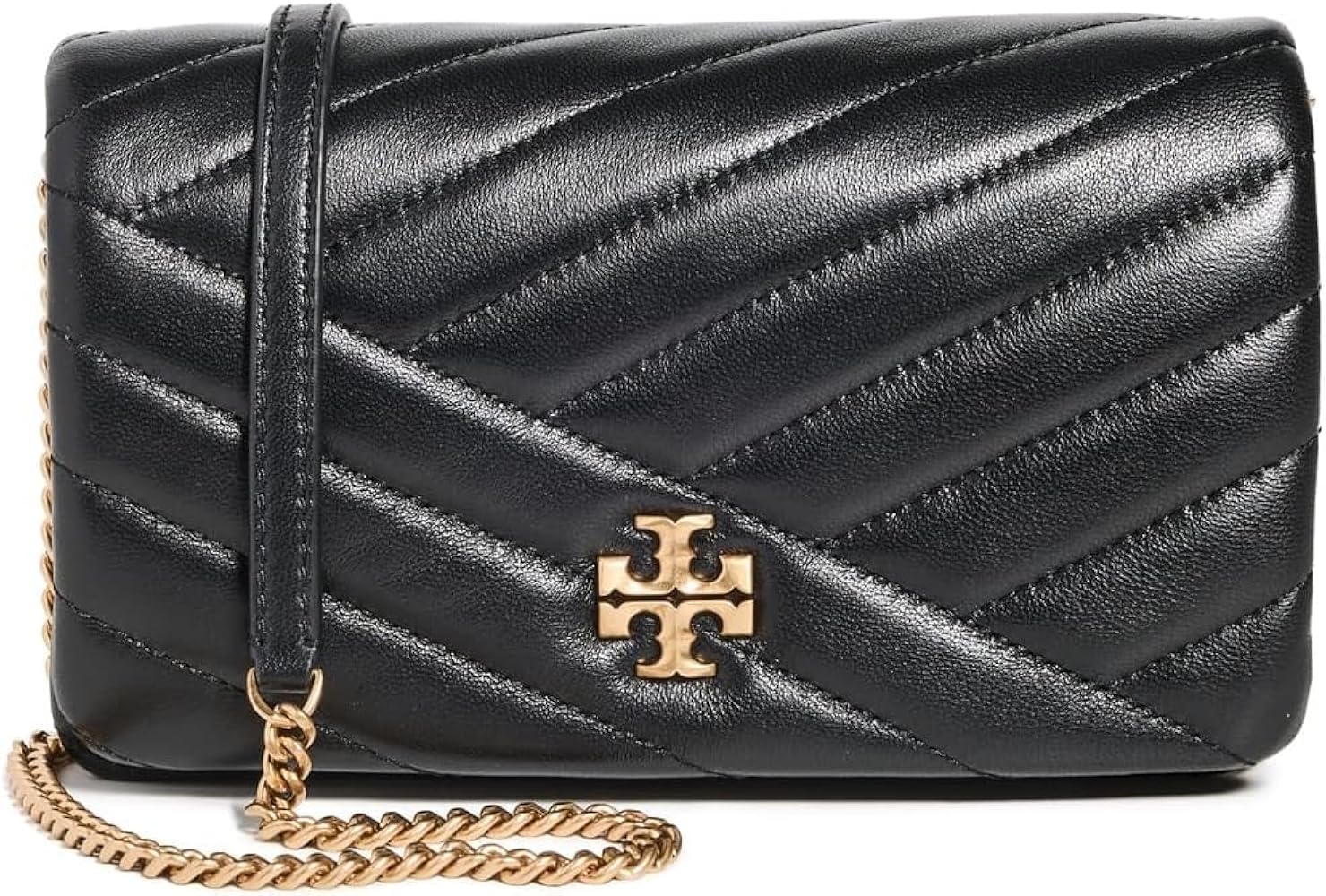 Amazon.com | Tory Burch Women's Kira Chevron Chain Wallet, Black