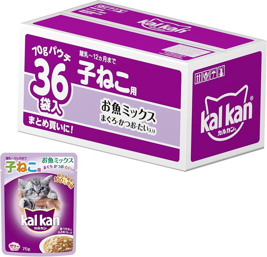 Amazon.co.jp: カルカン パウチ 子猫用 70g×36袋 お魚ミックス まぐろ