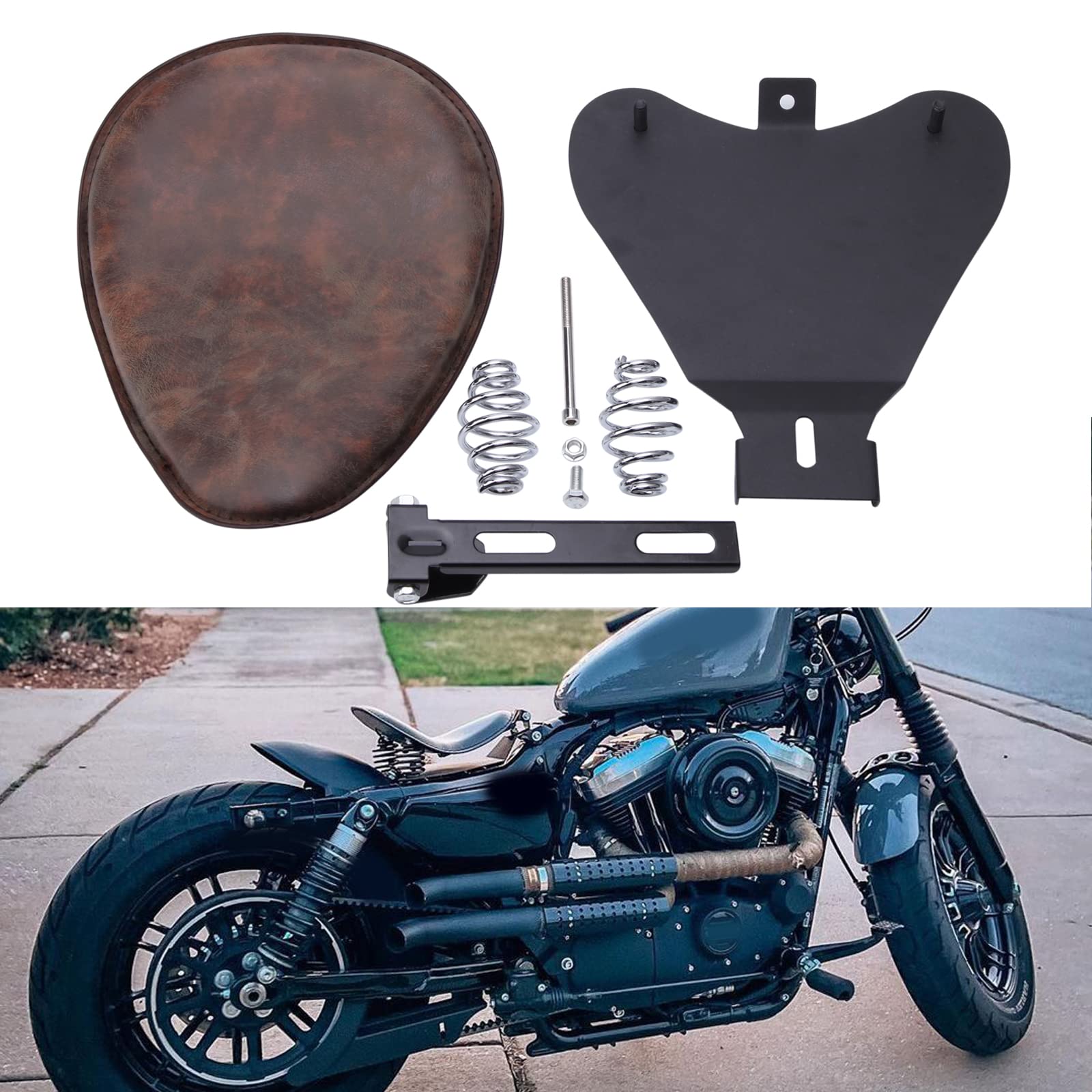 Amazon | バイクシート ソロシート 衝撃吸収 合革 スプリング