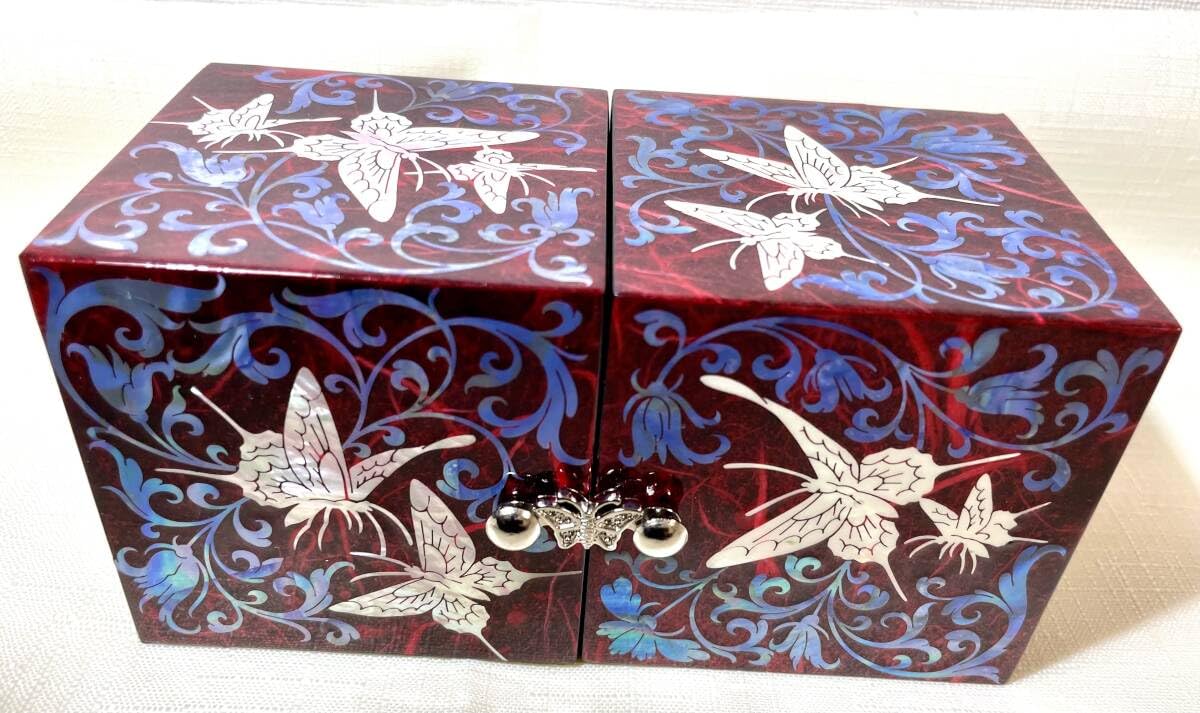 Amazon.co.jp: 極 韓国 螺鈿細工 螺鈿漆器 双子宝石箱ミニ ジュエリー