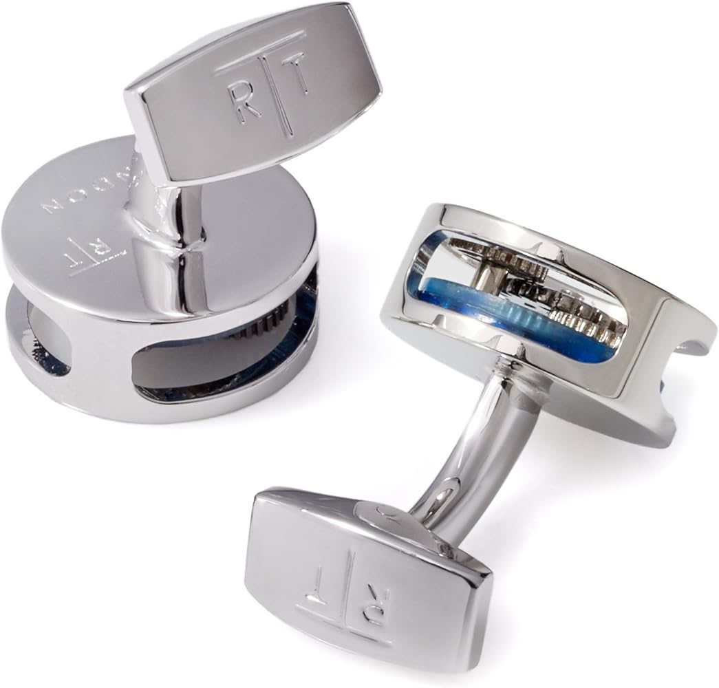 Amazon.co.jp: Tateossianラウンド歯車のカフスボタンブルーPerspex