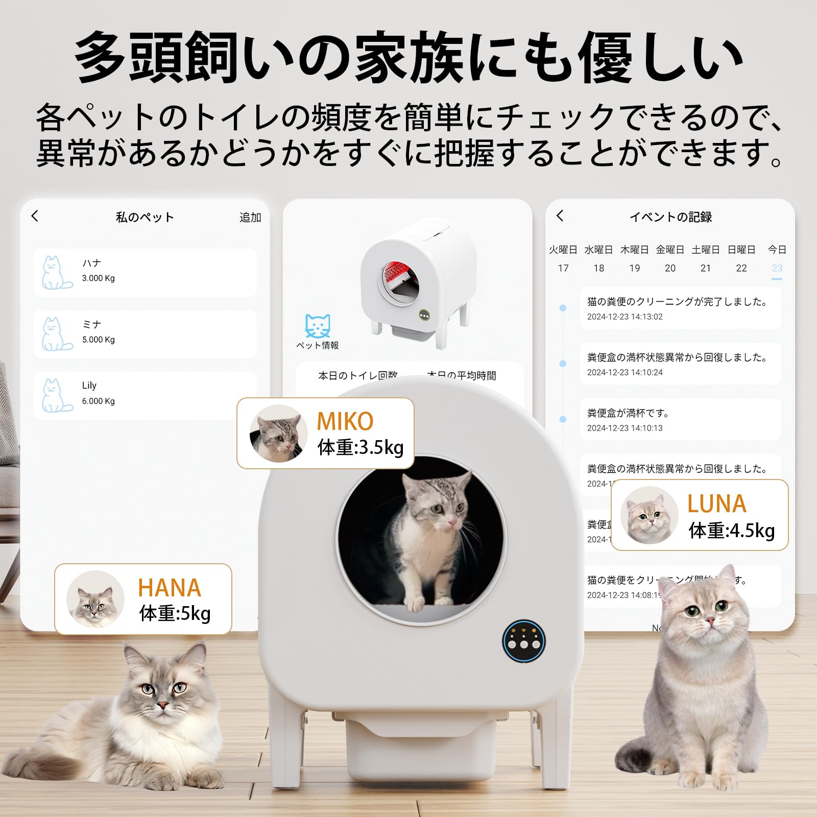Amazon | 猫 トイレ 自動 全自動猫トイレ 多頭飼い対応 多重防護 安全