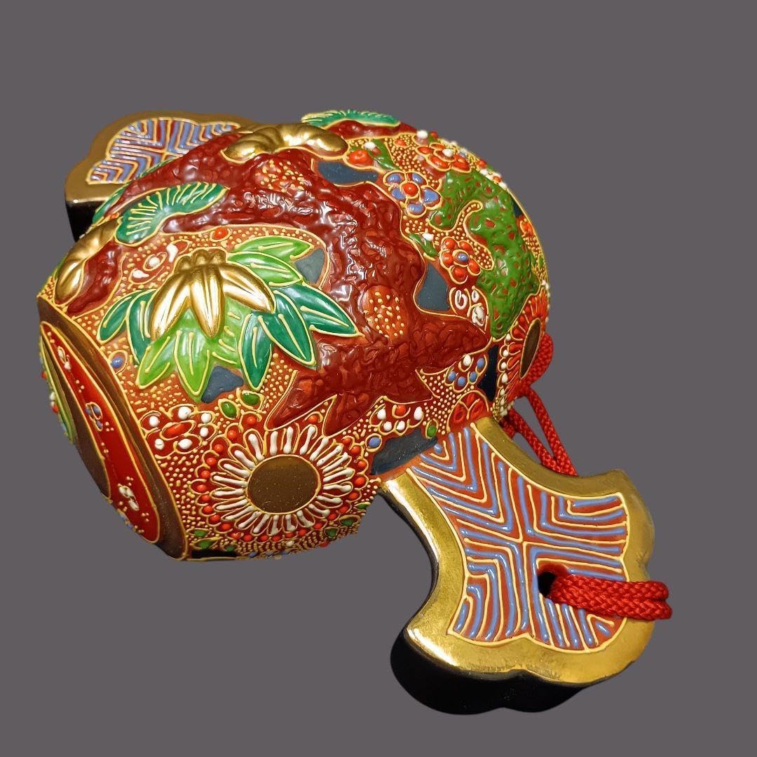 九谷焼 打ち出の小槌 縁起物 色絵 金彩 派手 正月飾り物 開運 金運