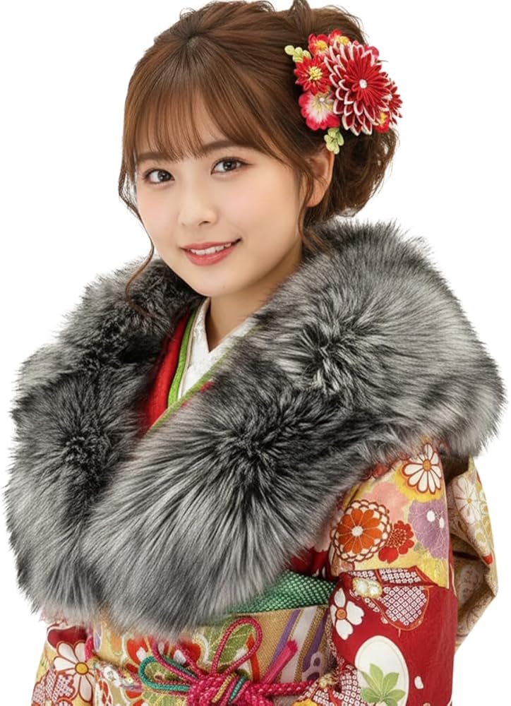 Amazon | [京都うさぎ堂] ＜本物の毛皮＞シルバーフォックスショール