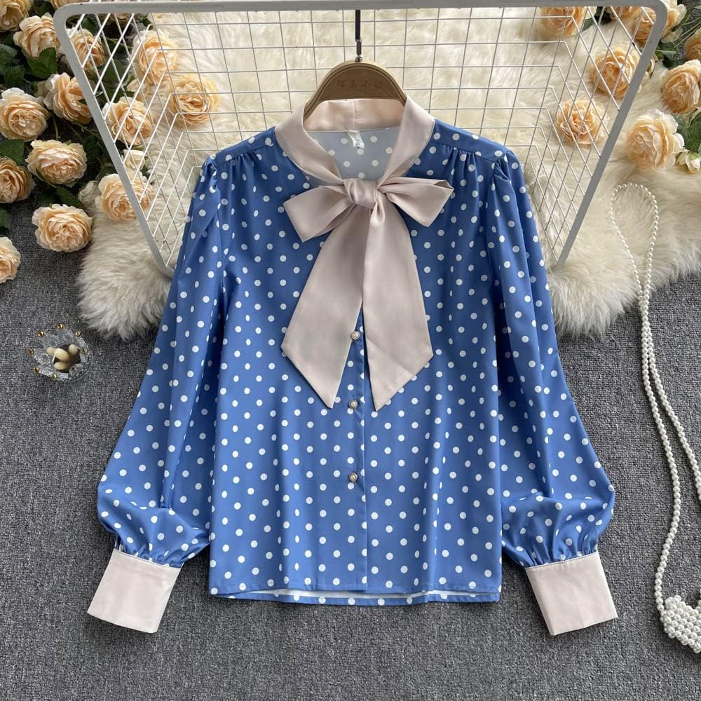 Amazon | [WNSM] ブラウス シャツ レディース 水玉ブラウス ドット柄