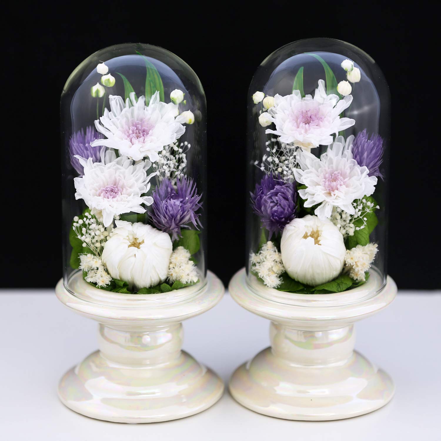 Amazon｜アートフォーシーズン□仏花 白系ミニ輪菊glass 【対デザイン