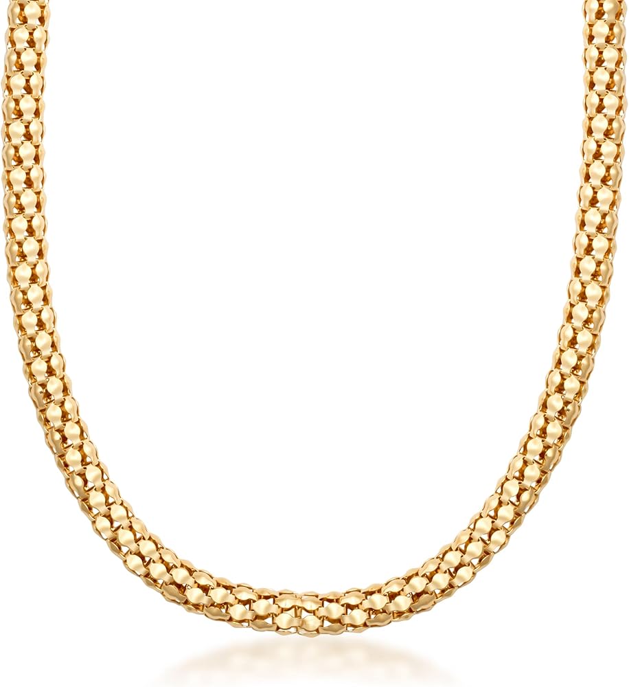 Amazon.com: Barzel 18K Gold Plated Popcorn Necklace Mesh - Made In