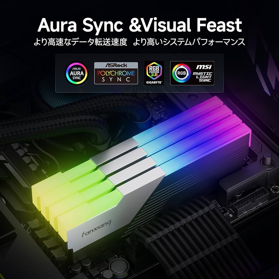 Amazon.co.jp: Fanxiang 64GB DDR5 【RGB発光型】（32GB×2枚） 6400Mhz