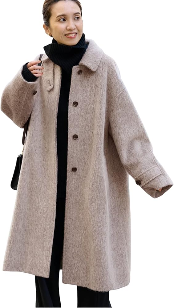 Amazon | [フレームワーク] ウールモヘヤシャギーバルカラーコート 36