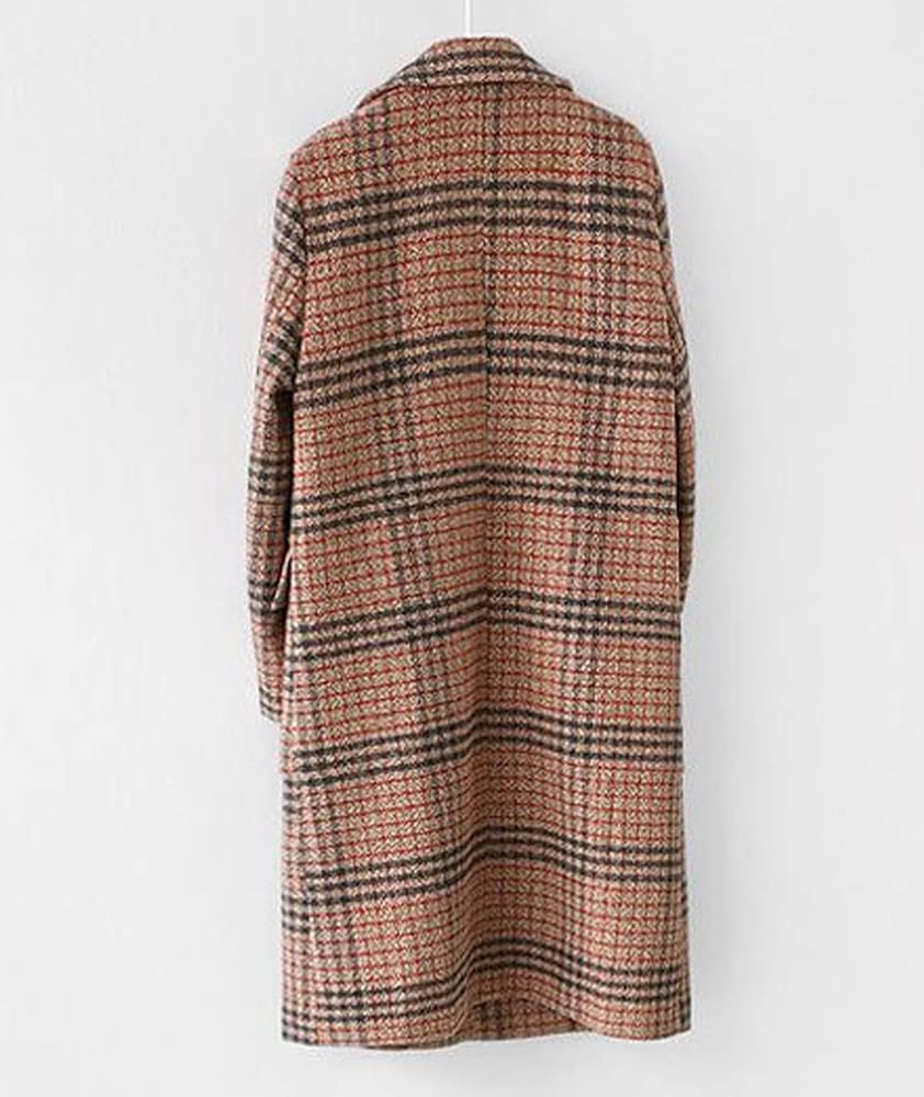 Amazon.com: SOMTHRON Women's Plaid Trench Coat Oversize Double