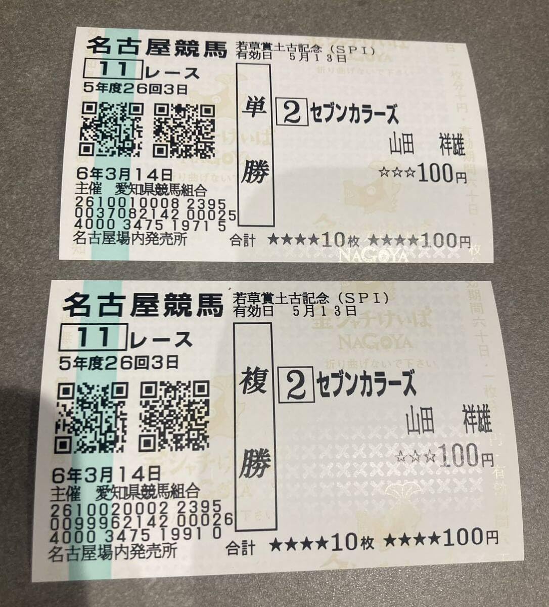 Amazon.co.jp: 名古屋競馬 若草賞土古記念 セブンカラーズ 現地単勝