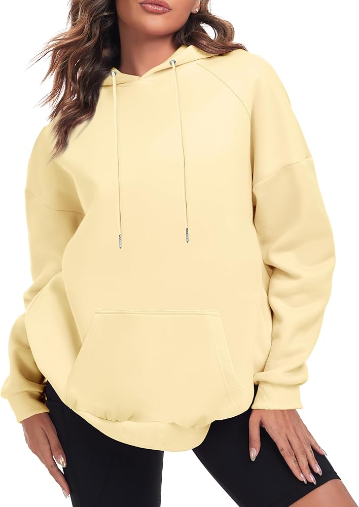 FKEEP Oversize Hoodies Women Fleece Crewneck Sweatshirt Casual