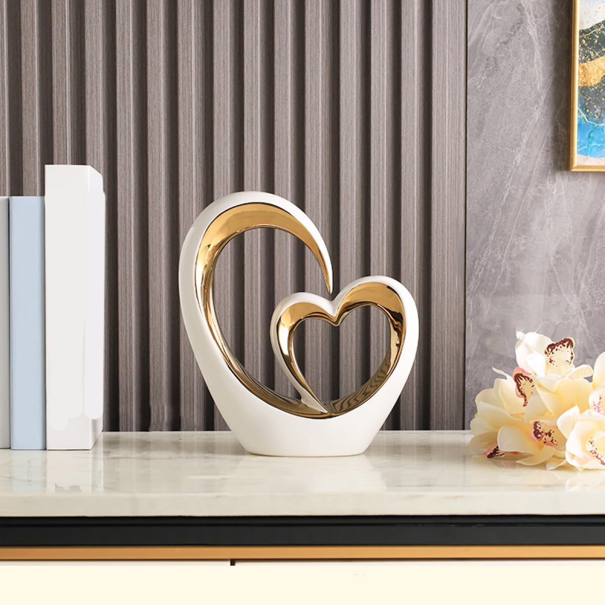 Amazon.co.jp: JAnjiaLxY ハート オブジェ 1個 置物 インテリア モダン