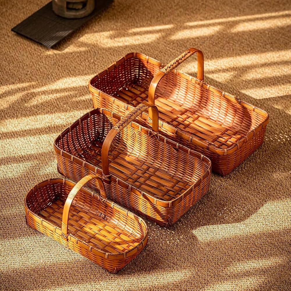 Amazon.co.jp: 清境Craft 自然素材にこだわったかご 竹かご 手作り 竹