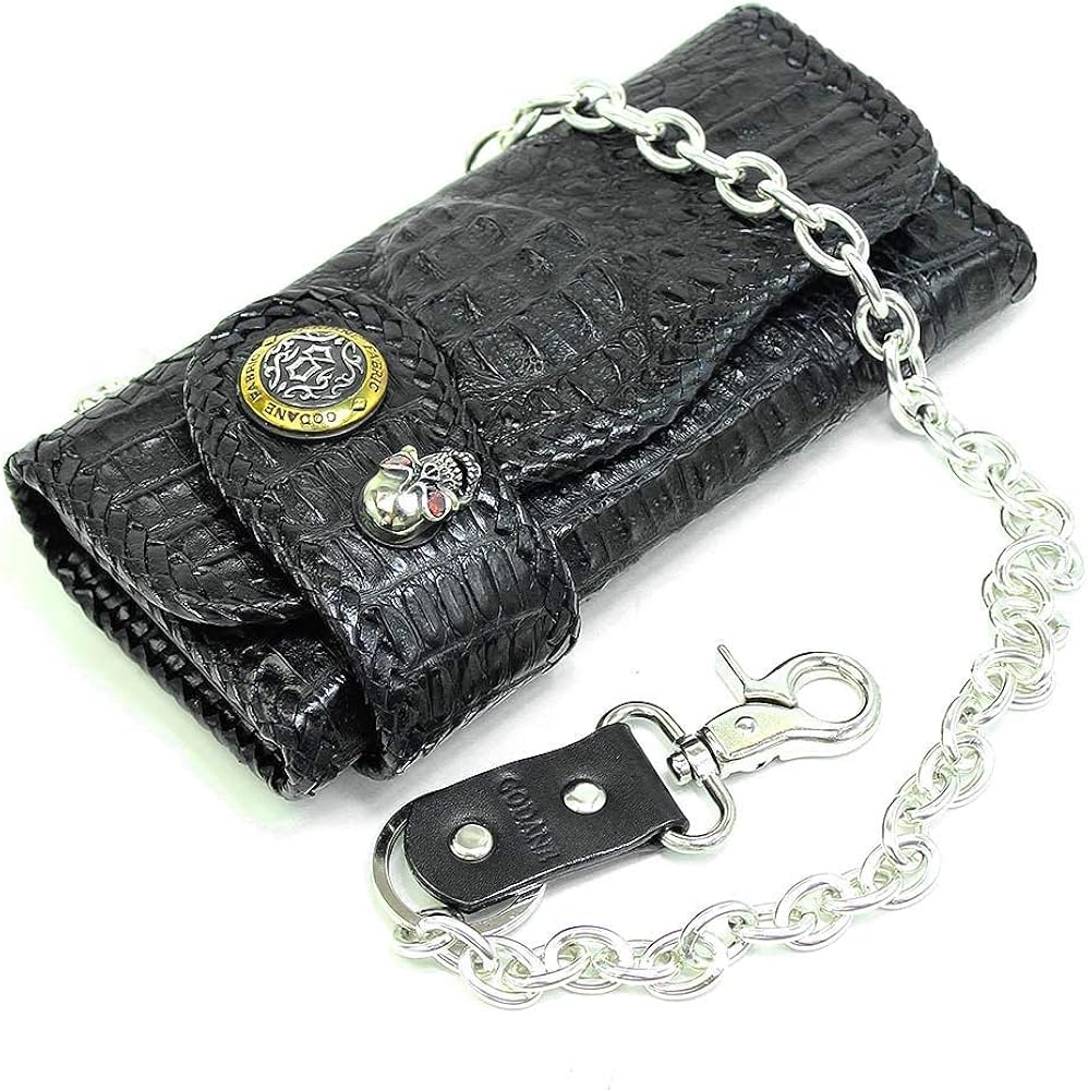 Amazon | ゴダン GODANE クロコダイル革 バイカーズ 長財布 ウォレット